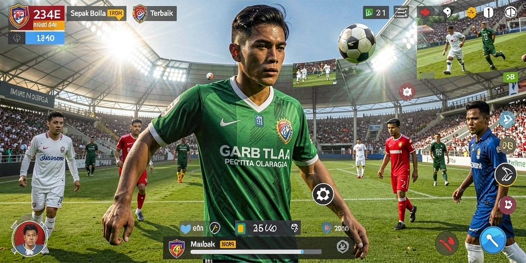 Tampilan gameplay <strong>234E</strong> yang mendebarkan di lapangan sepak bola.