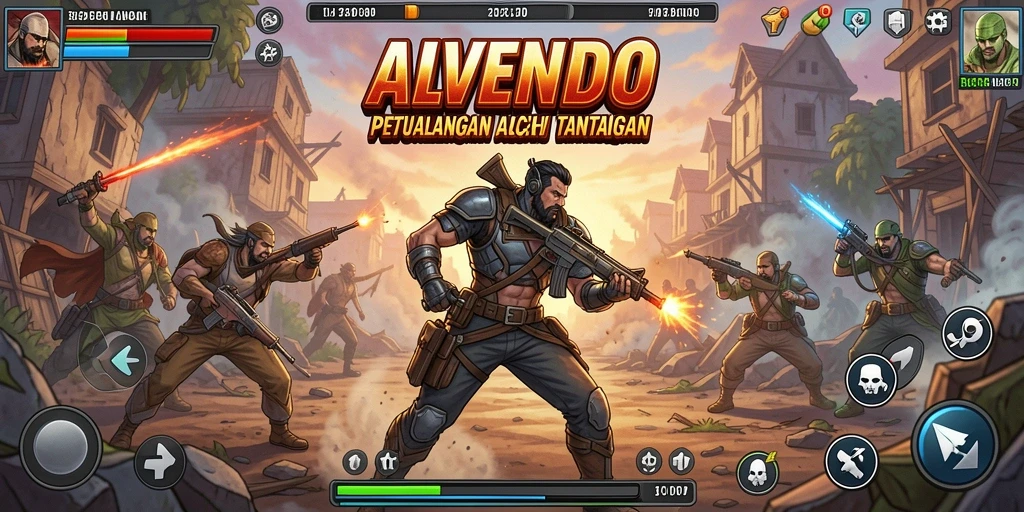 Tampilan gameplay menegangkan dari ALVENDO yang penuh aksi.