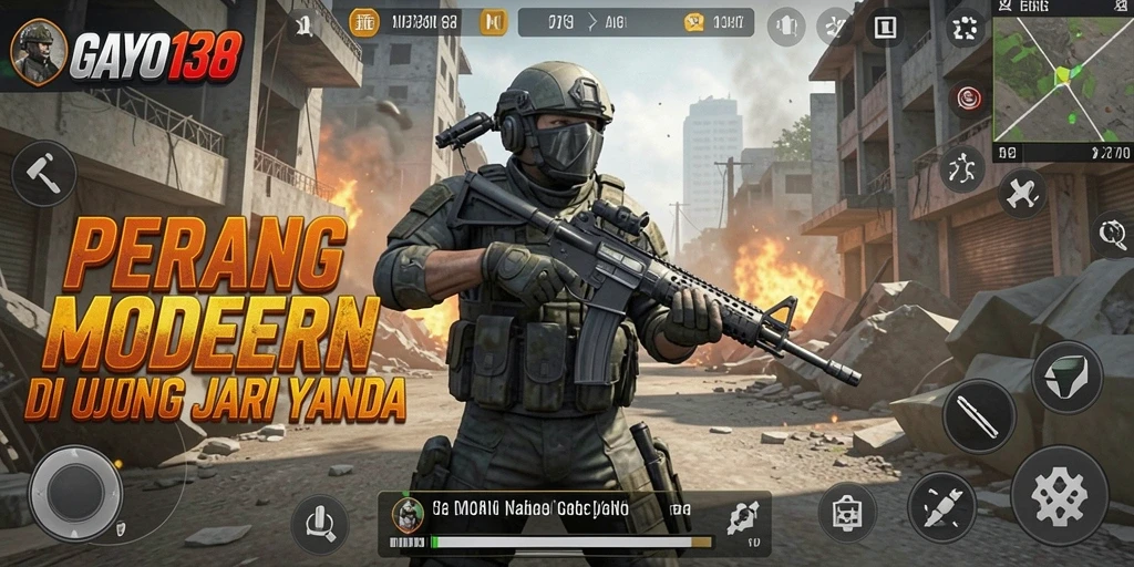 Screenshot GAYO138 menampilkan aksi tempur yang mendebarkan di battlefield.