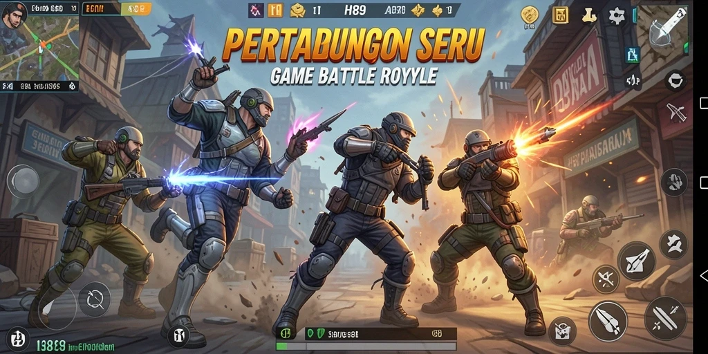 Screenshot H89 menampilkan aksi seru dalam pertandingan Battle Royale.