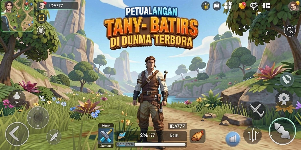 Tampilan gameplay IDA777 yang menampilkan eksplorasi dunia terbuka.
