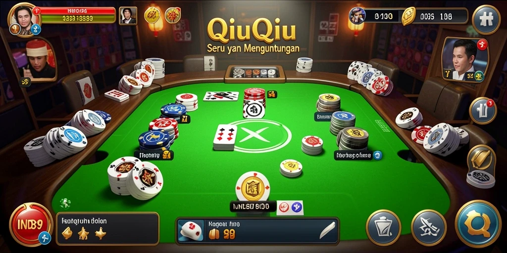 Tangkapan layar gameplay QiuQiu dengan pemain yang bersaing.