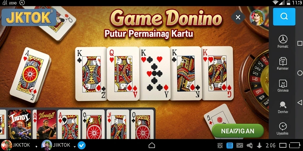 Tangkap layar JKTOK menunjukkan gameplay Domino yang seru dan interaktif.