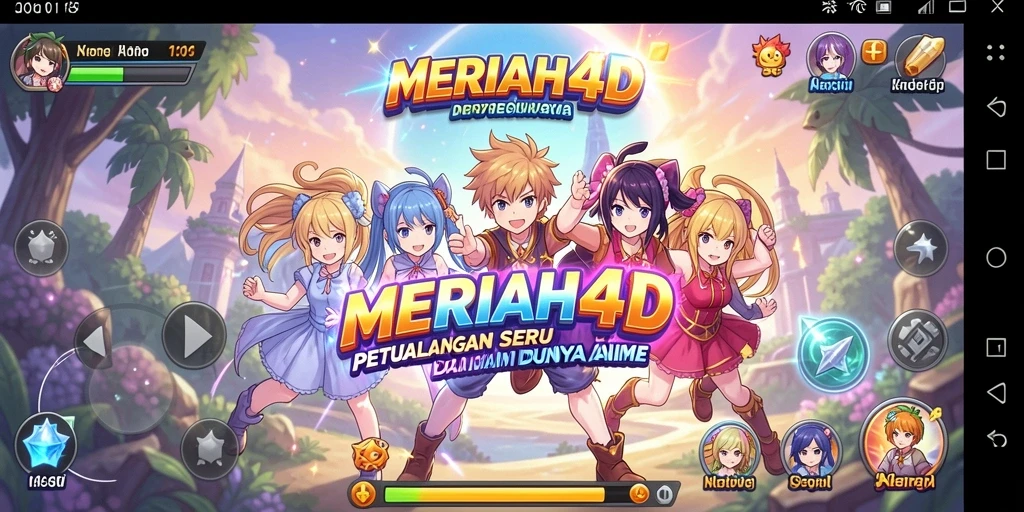 Screenshot utama MERIAH4D menampilkan karakter anime yang beraksi.