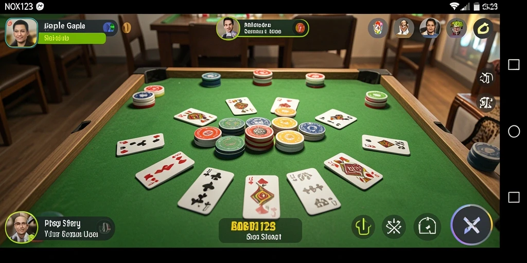 Tampilan gameplay seru di NOX123 dengan kartu Gaple yang menarik.