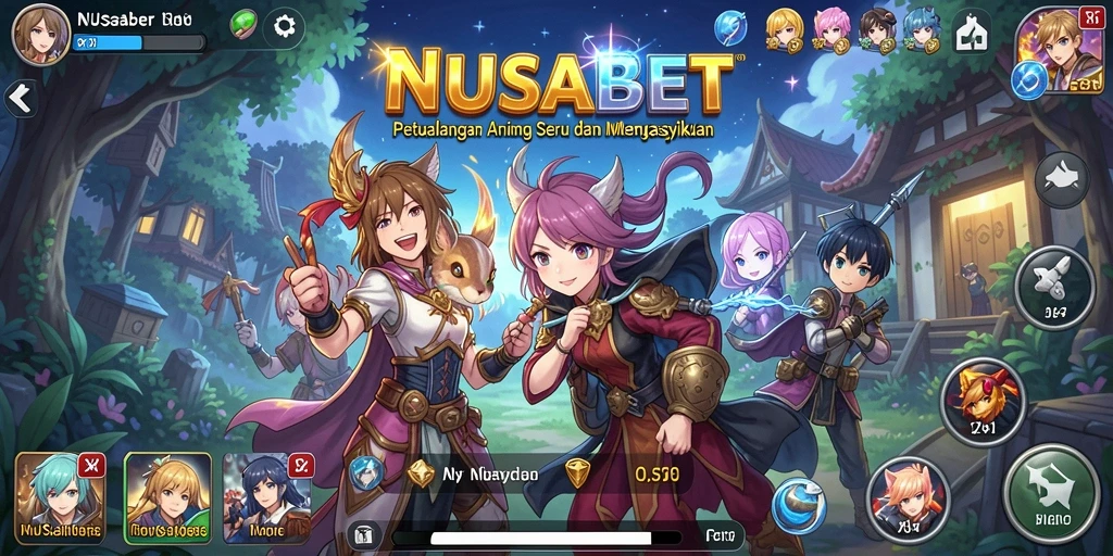 Tampilan gameplay NUSABET dengan karakter Anime yang menarik.