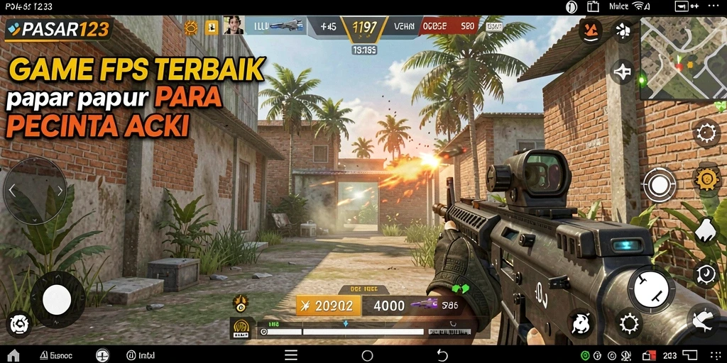 Tampilan gameplay PASAR123 yang mendebarkan dalam aksi FPS.