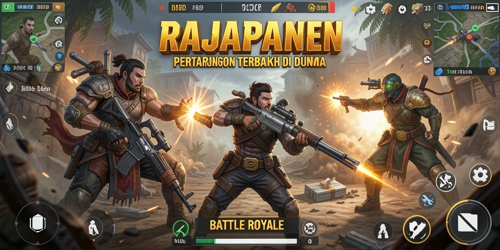 Gameplay intens dan seru di RAJAPANEN, Battle Royale menegangkan.
