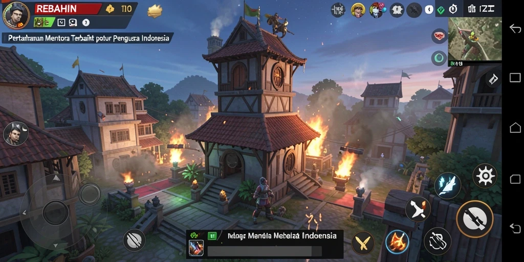 Screenshot gameplay REBAHIN menampilkan aksi Tower Defense yang seru.