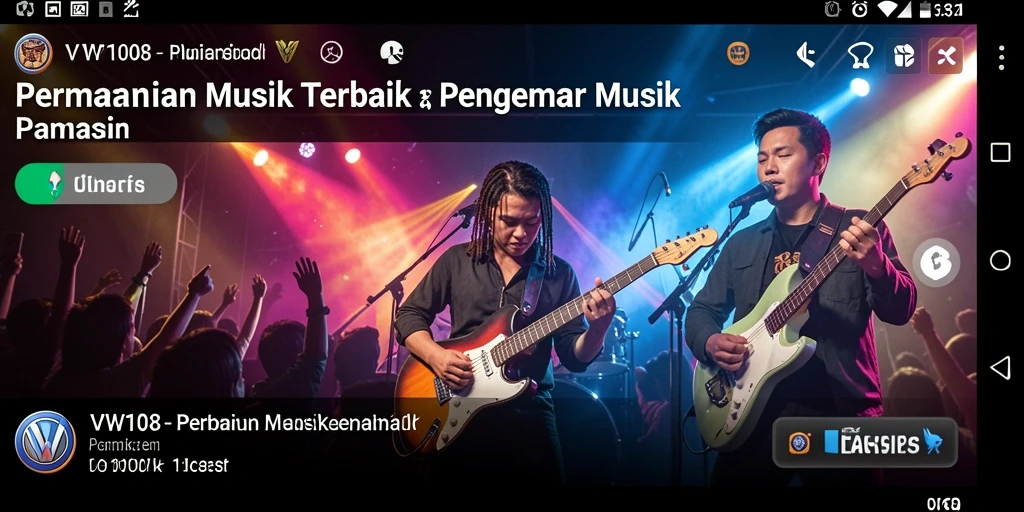 Tampilan gameplay VW108 yang menarik dengan lagu-lagu populer.