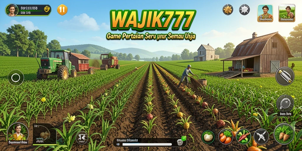 Tampilan gameplay WAJIK777 dengan aktivitas pertanian yang seru