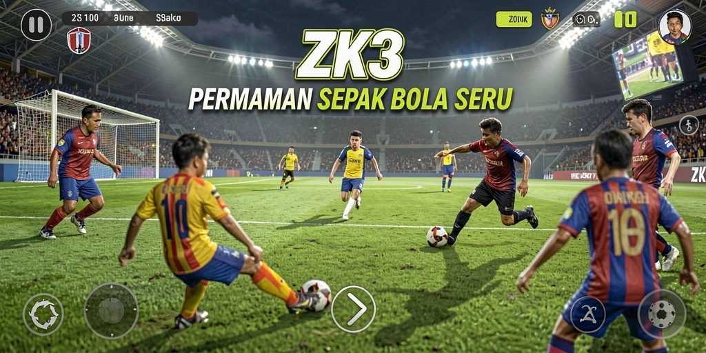 Tampilan gameplay menarik ZK3 dalam pertandingan sepak bola.
