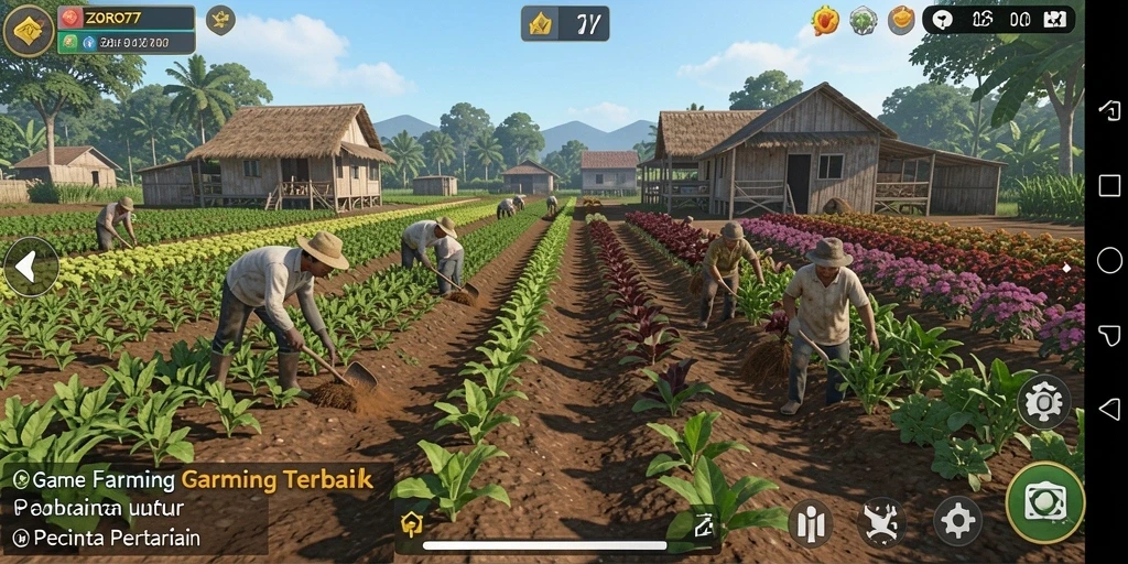 Tampilan menawan dari gameplay ZORO77 yang menggambarkan aktivitas pertanian.